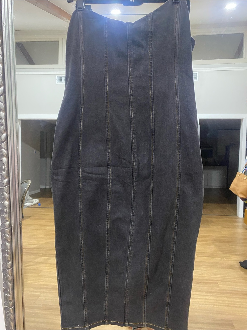 Fashion Nova Black Strapless Denim Midi Dress